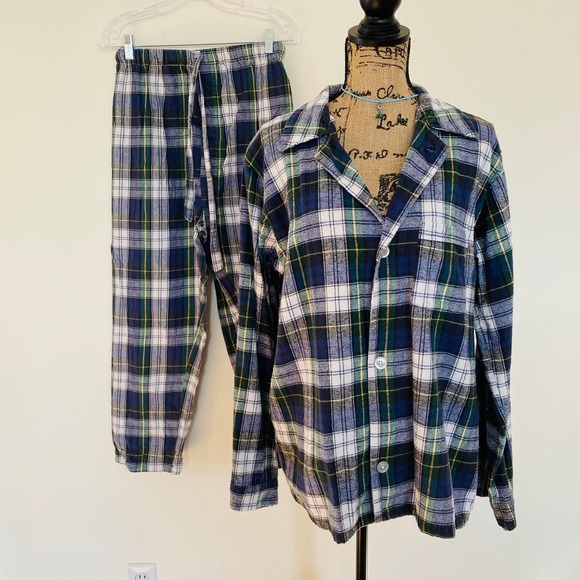 L.L. Bean Maine VTG Scotch Plaid 100% Cotton Mens Pajamas USA Sz Small Medium - Picture 2 of 8
